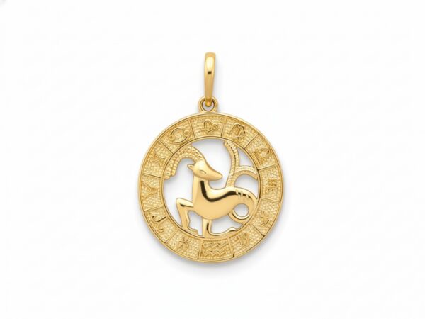 Zawieszka złota okrągła zodiak Koziorożec próba 585