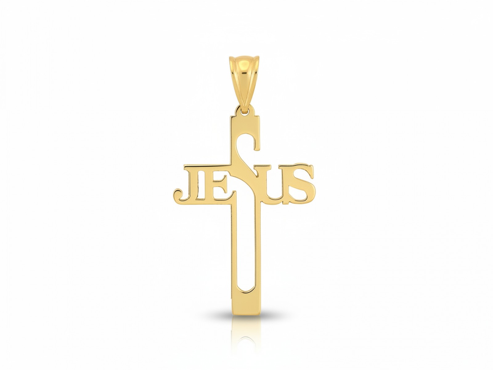 Zawieszka złoty krzyżyk oryginalny z napisem Jesus próba 585 – złoto próby 585 | Infinnity
