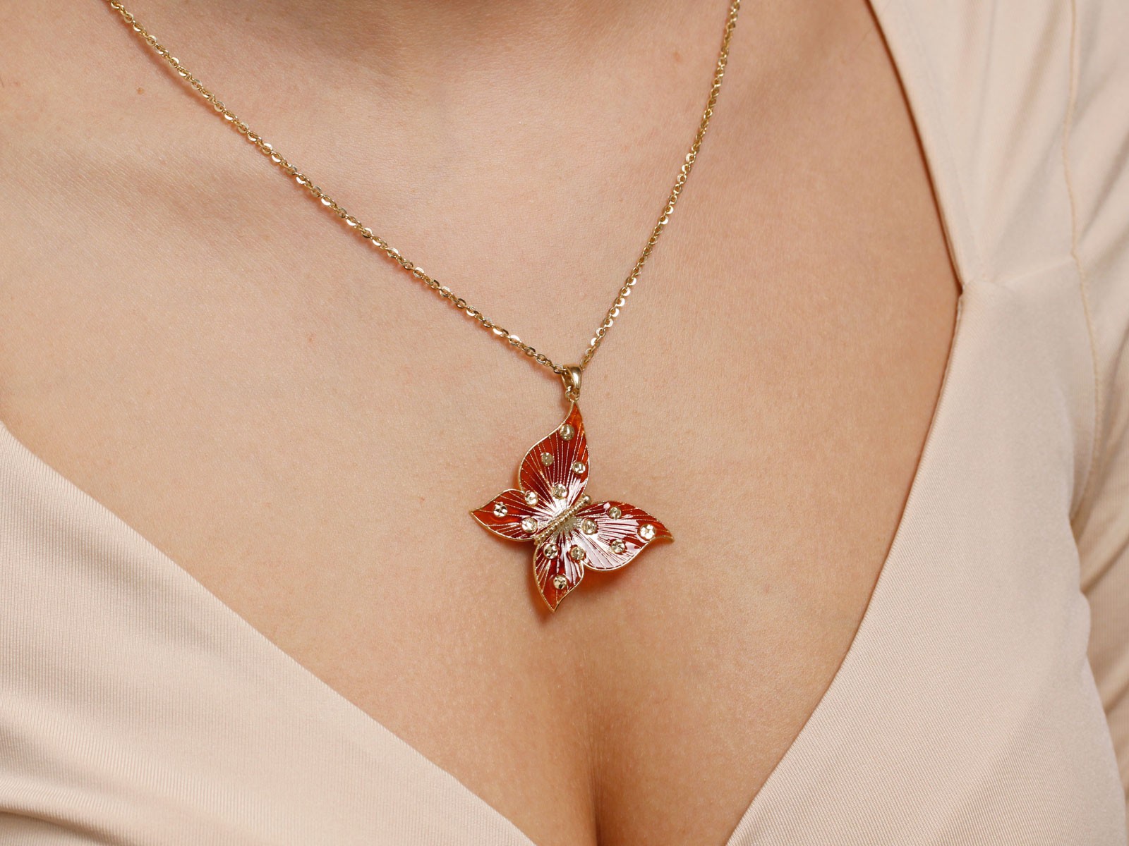Zawieszka złota duży emaliowany motyl próba 585 – złoto próby 585, 3,36 g | Infinnity