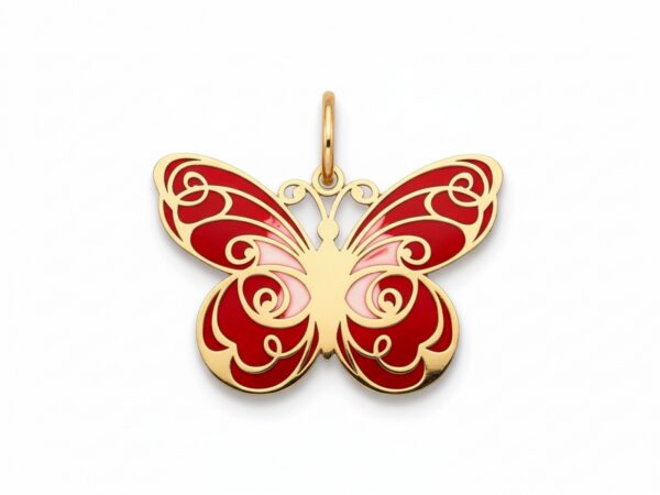 Złoty motyl emaliowana zawieszka próba 585