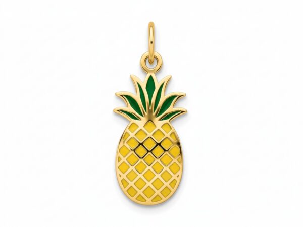 Zawieszka złota owoc żółty ananas z emalią próba 585