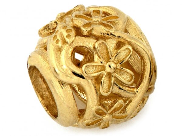 Zawieszka złota ażurowa kulka charms beads do bransoletki próba 585