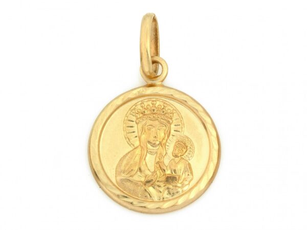 Medalik złoty subtelny okrągły idealny na Komunię próba 585