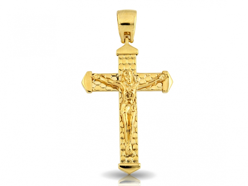 Złota zawieszka Krzyżyk z Chrystusem symbol wiary i ochrony próba 585 – złoto próby 585, 3,54 g | Infinnity