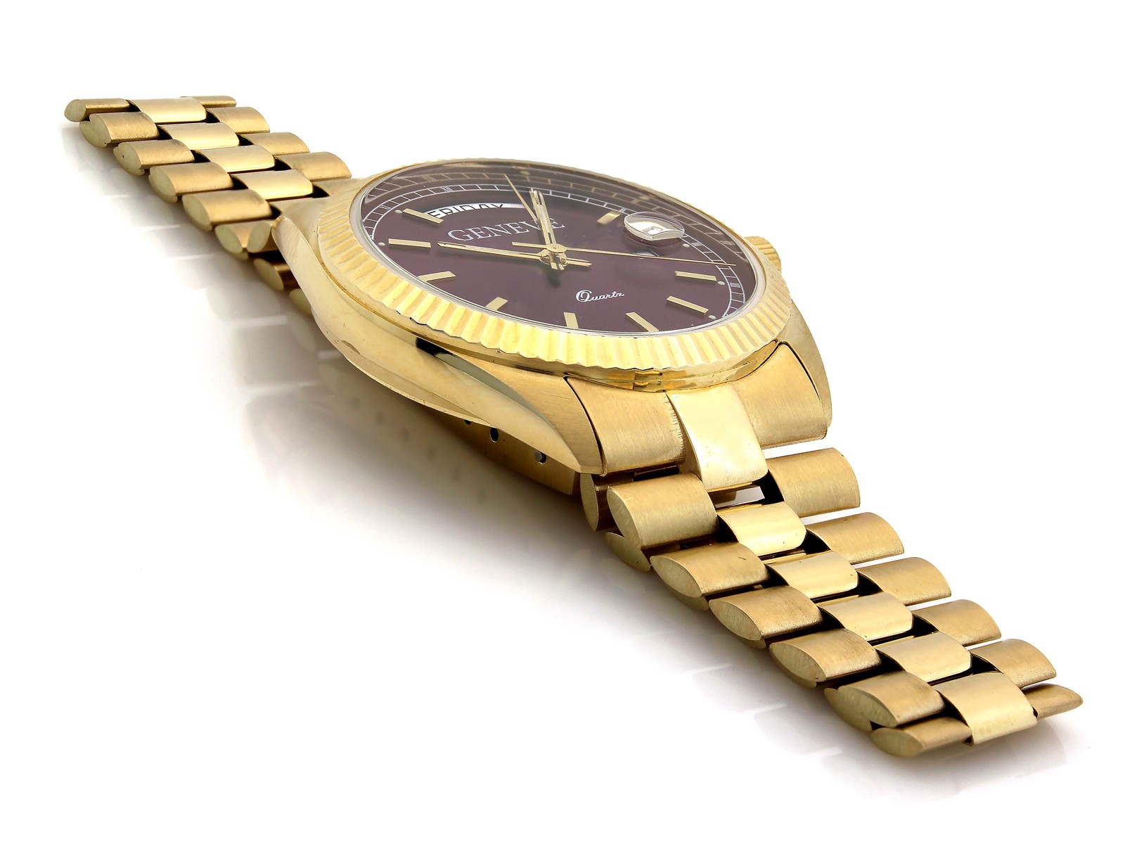 Zegarek złoty unisex z datownikiem z fioletowym cyferblatem próba 585 – złoto próby 585, 65,37 g | Infinnity
